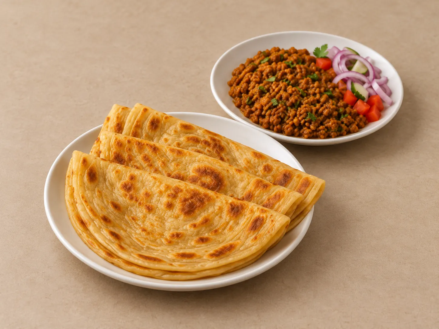 Keema Paratha With Salad at Roast