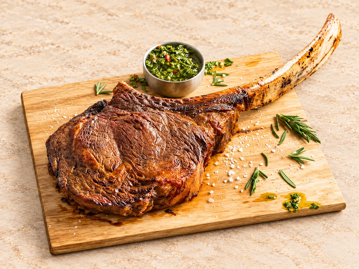 Dry-aged Tomahawk Ancho (ribeye) at Fogo de Chao