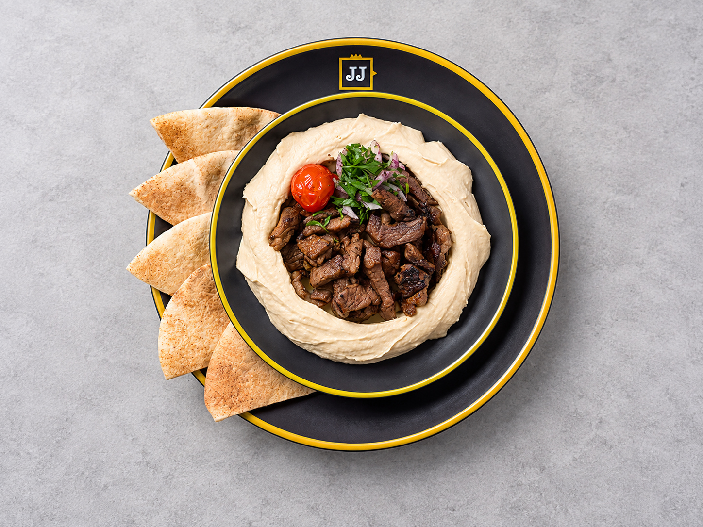 Hummus With Beef Shawarma at JJ Chicken