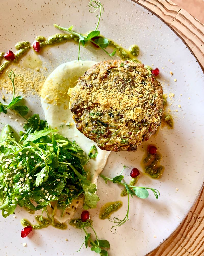 Breakfast Patties With Avocado Mash at New Earth Cafe
