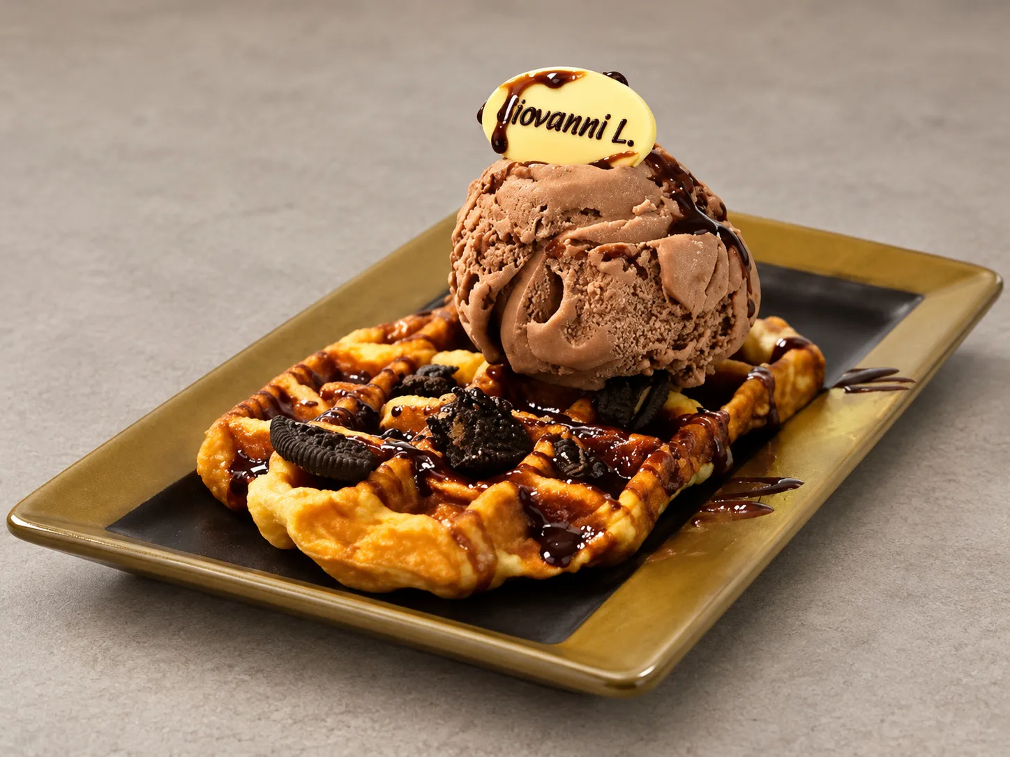 Waffle With Gelato at Giovanni L